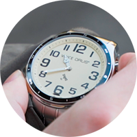 Picture of GNSS voice wristwatch with button at 2 o'clock position