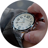 Picture of GNSS voice wristwatch with button at 4 o'clock position